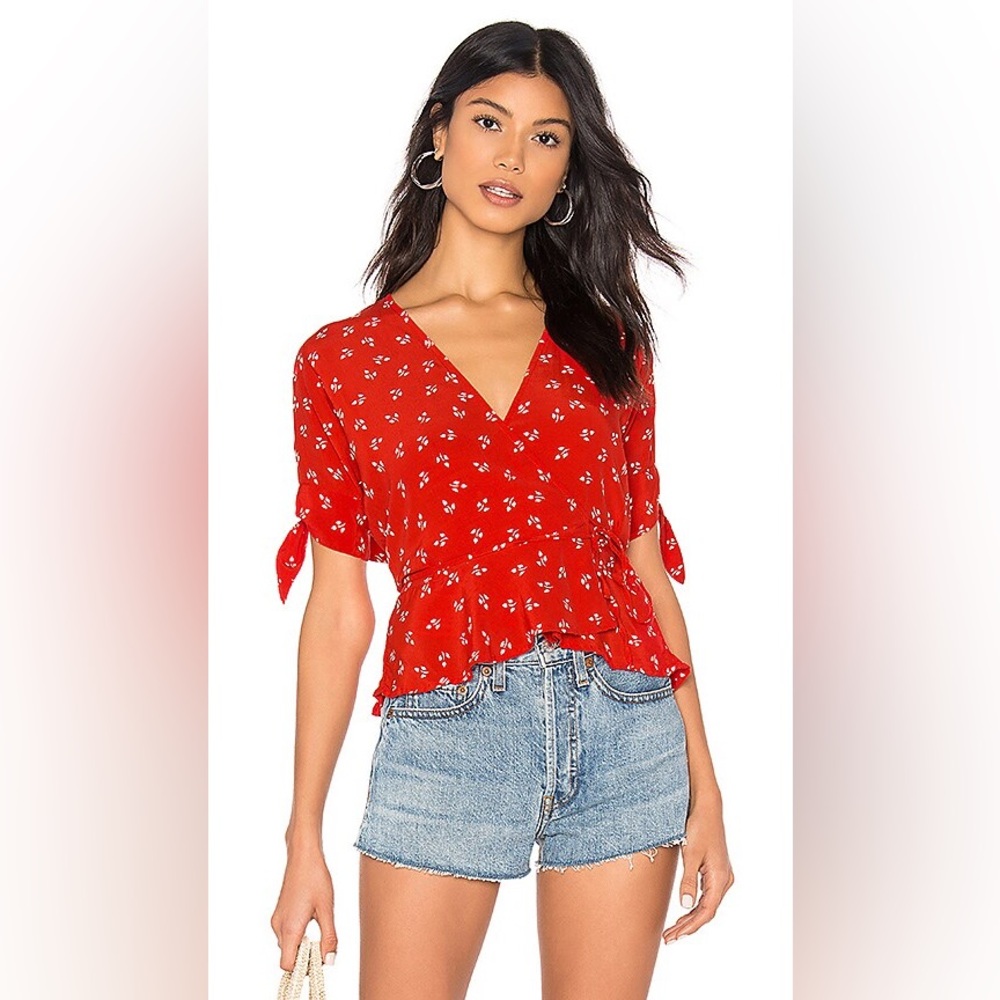 Faithfull the Brand - red floral wrap top